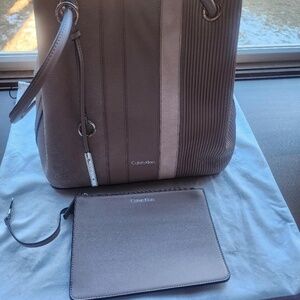 Calvin Klein Large Rose/Taupe Bucket Bag